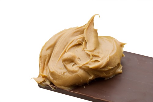 Chocolate bar with peanut butter. Clipping path included